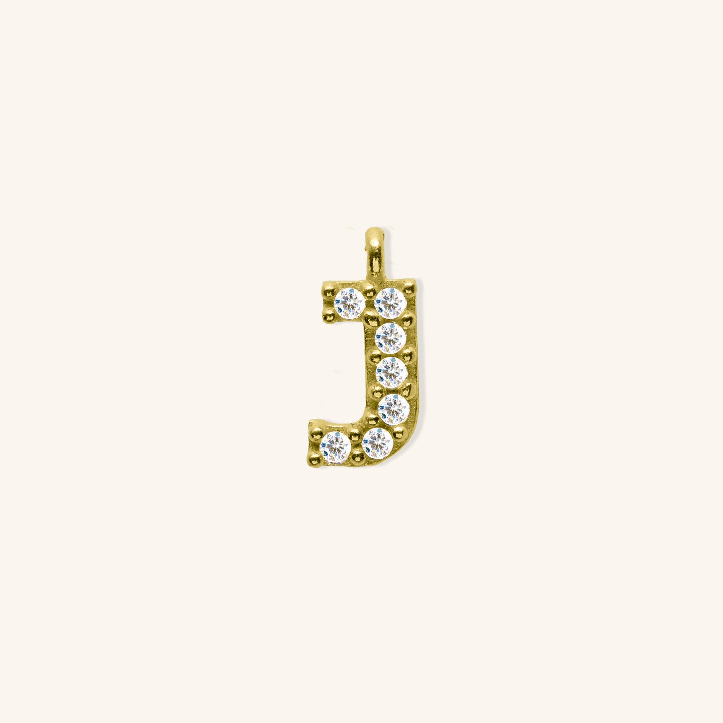 White Diamond Initial Charm - J