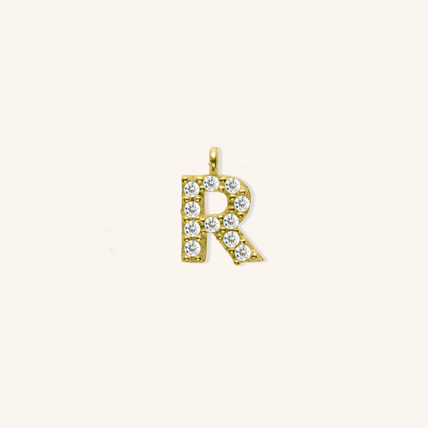 White Diamond Initial Charm - R