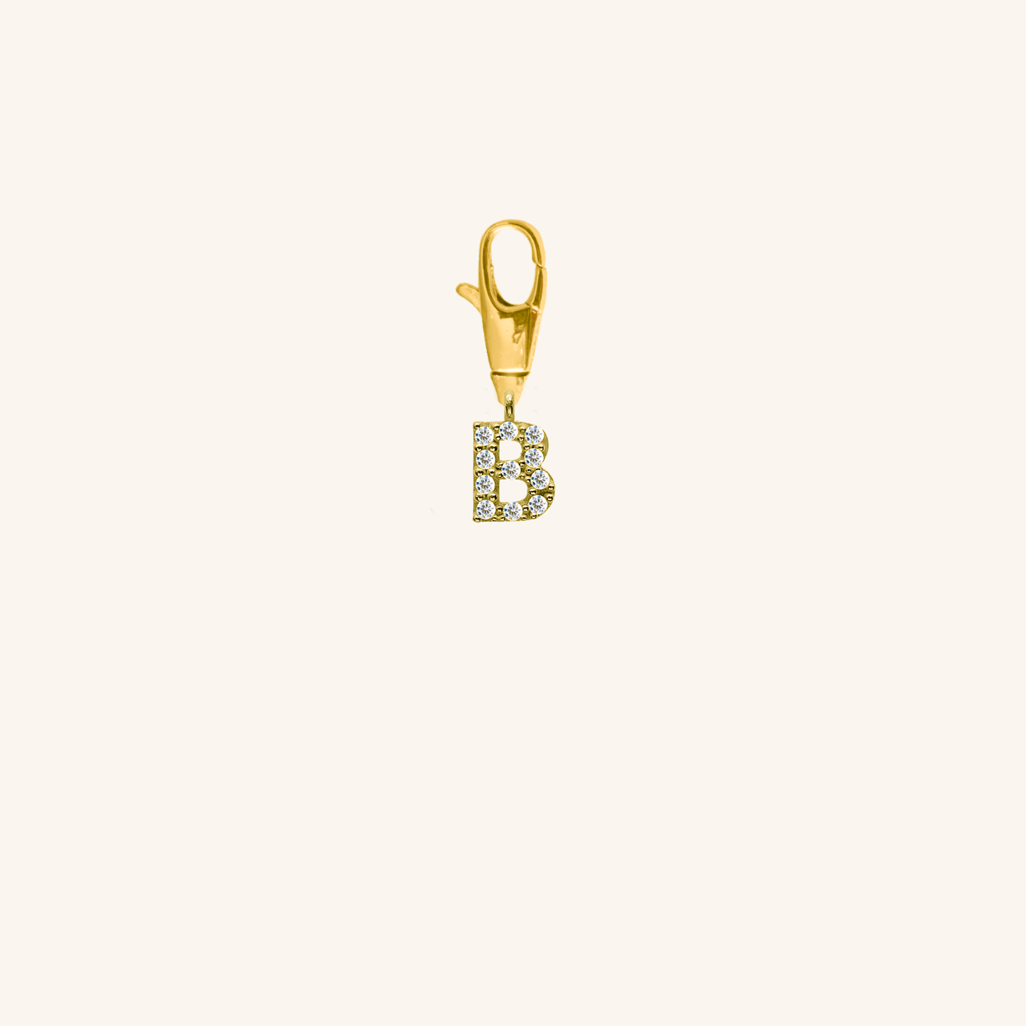 White Diamond Initial Charm - B