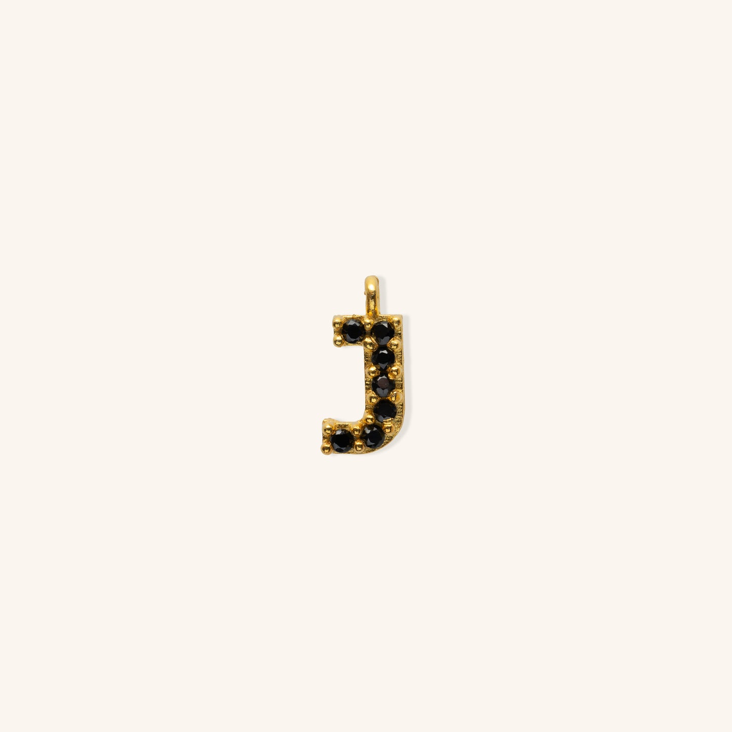Gold Black Initial Charm - J