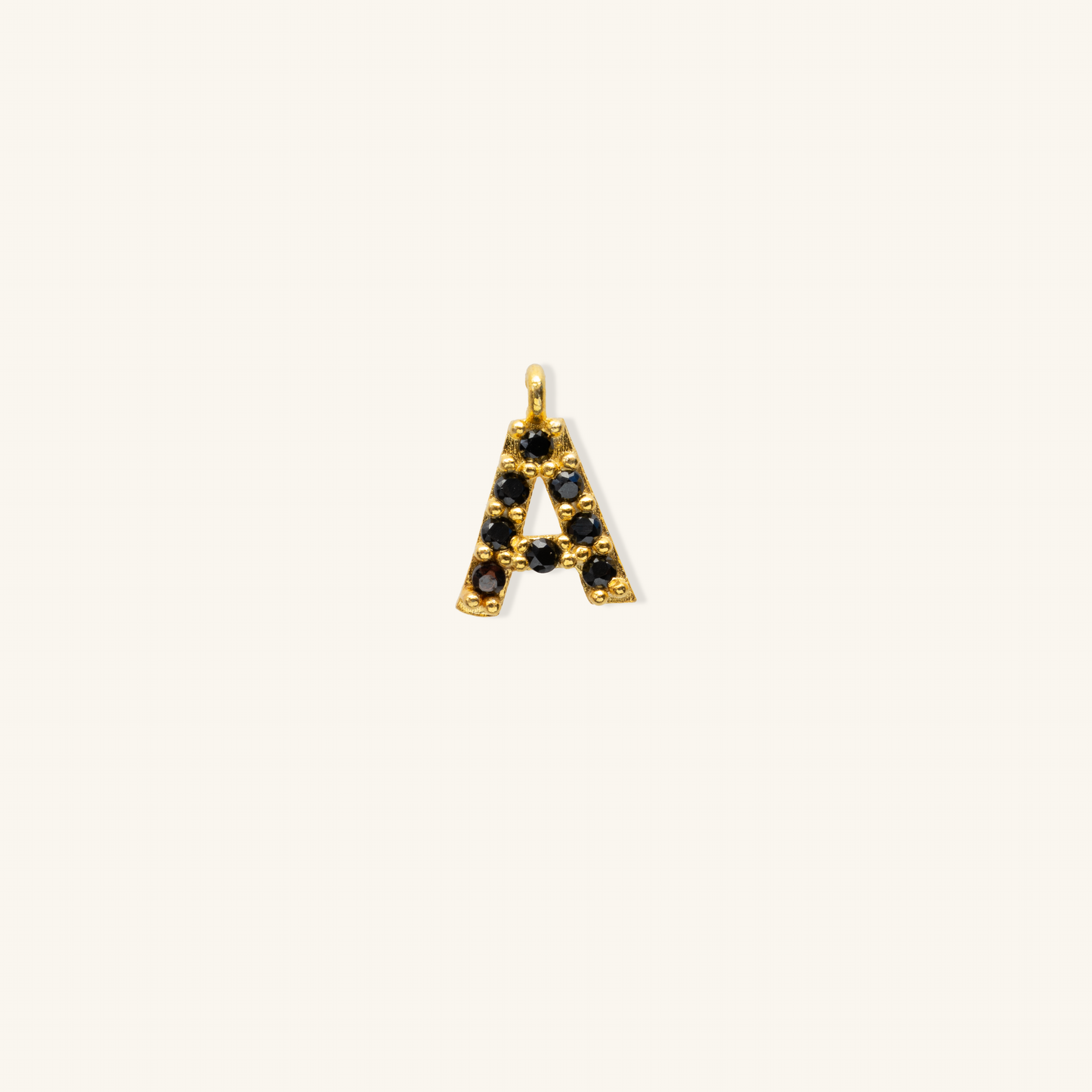Gold Black Initial Charm - A
