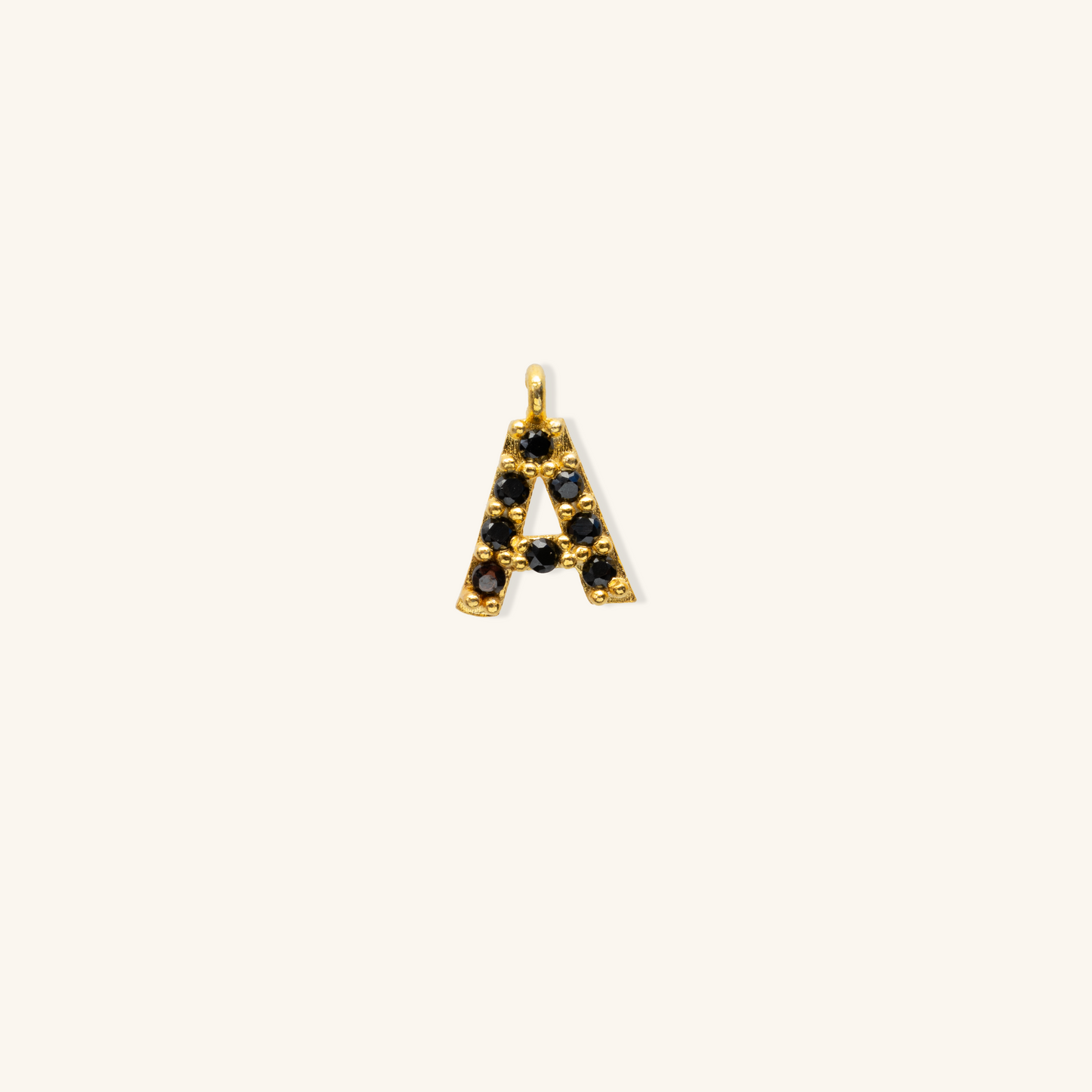 Gold Black Initial Charm - A