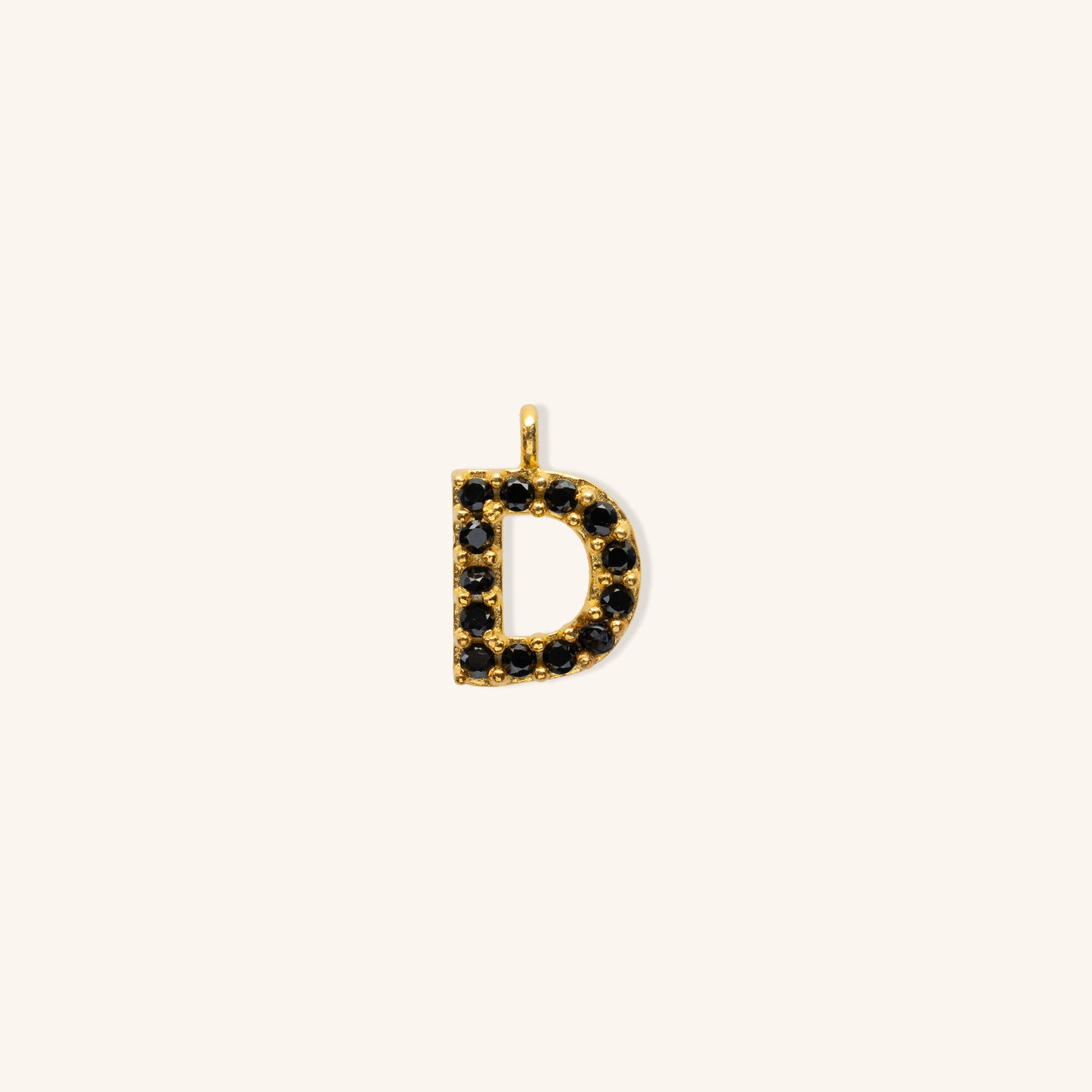 Gold Black Initial Charm - D
