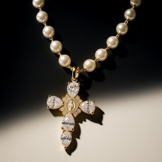 HALO Pearl Cross necklace
