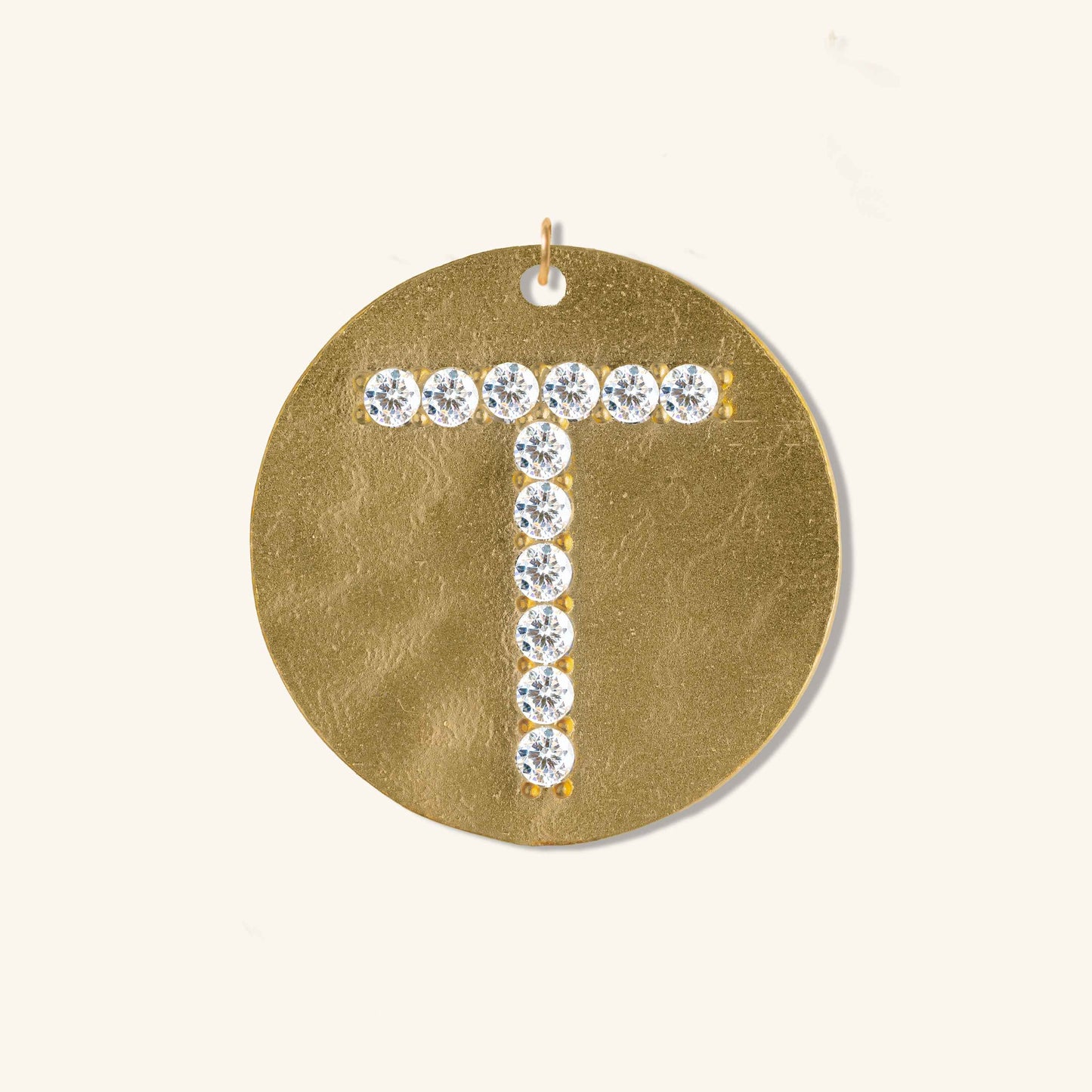 Gold Coin Initial Pendant - T