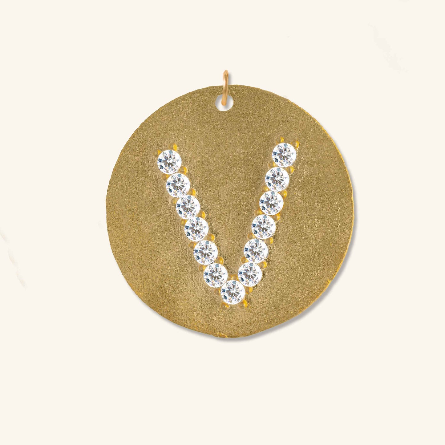 Gold Coin Initial Pendant - V