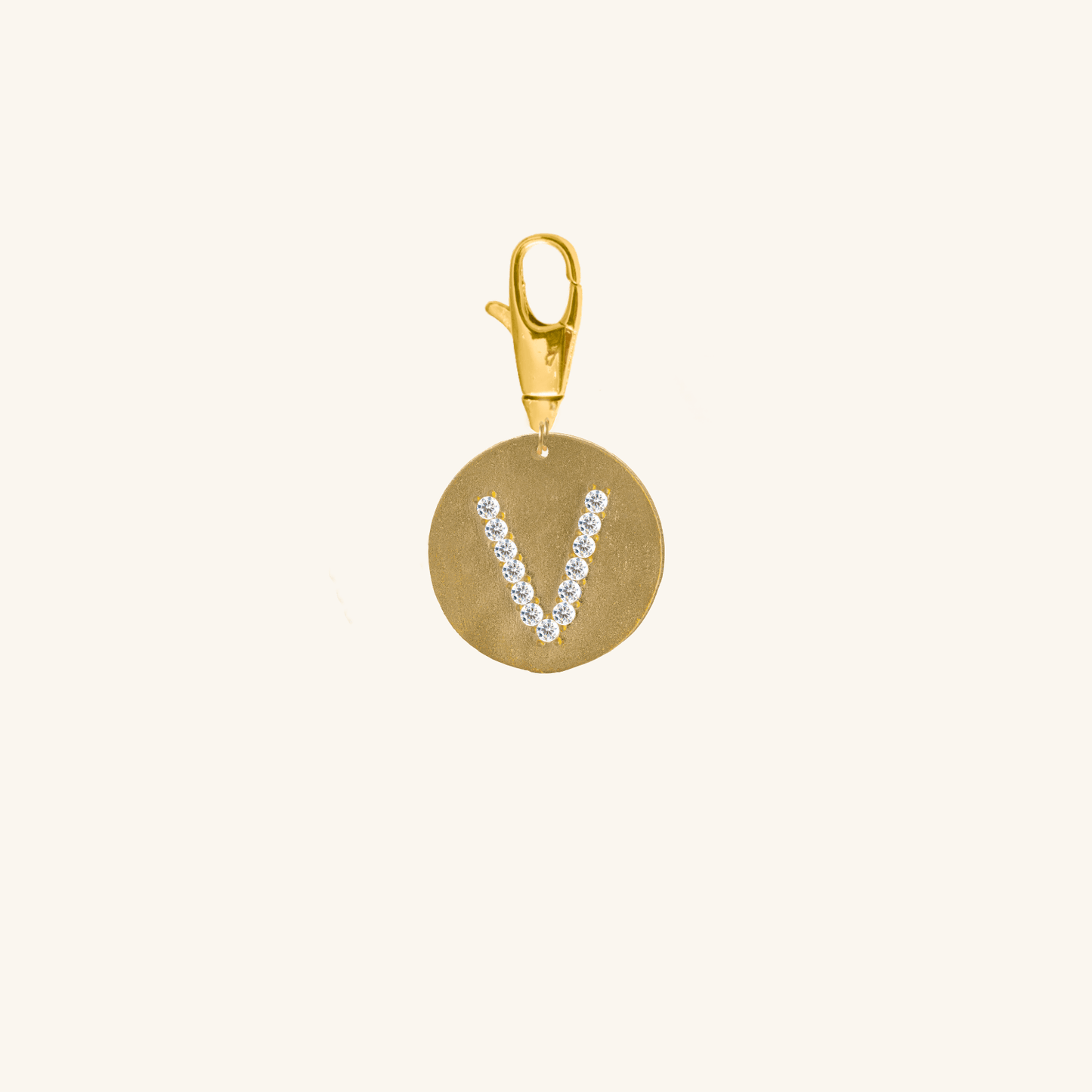 Gold Coin Initial Pendant - V