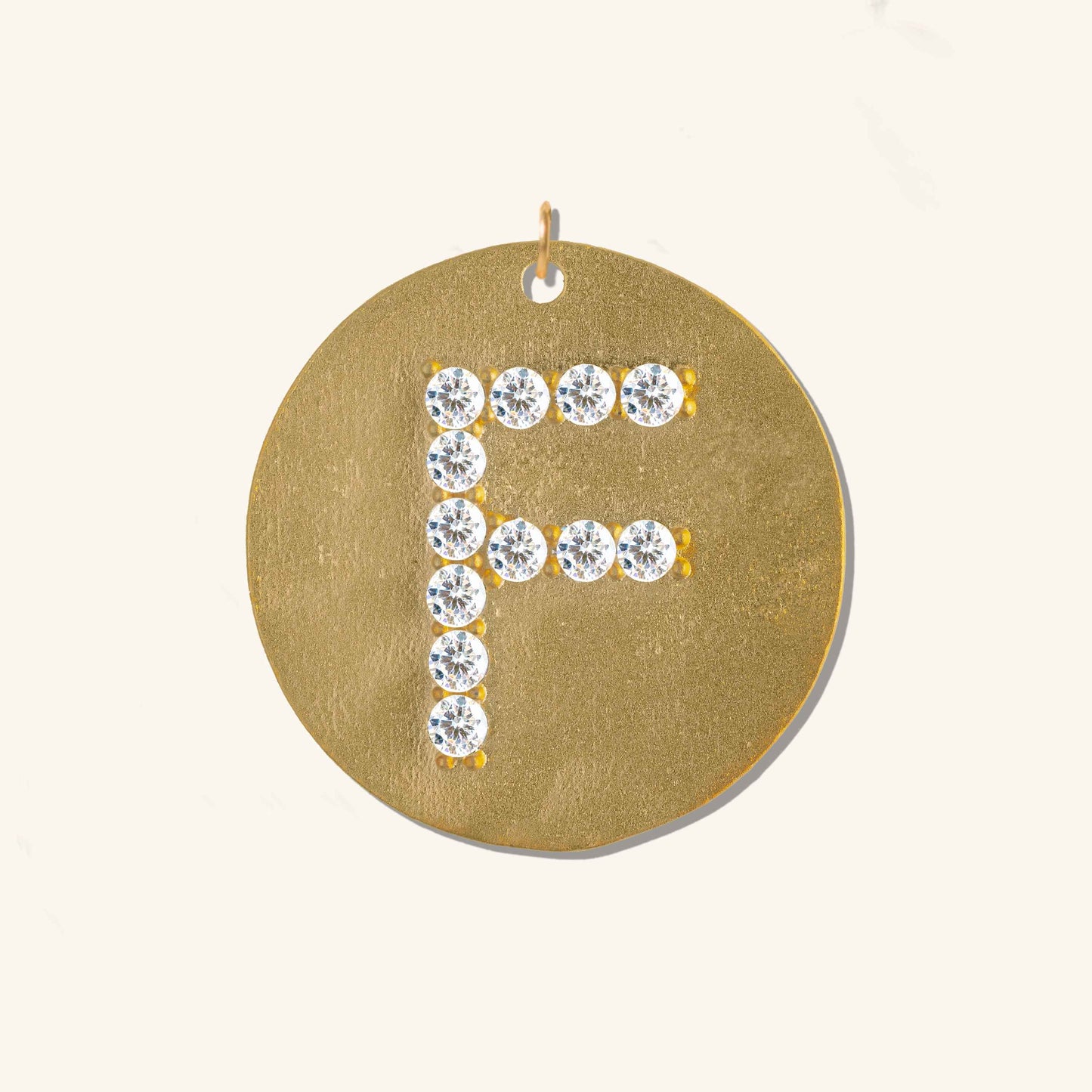 Gold Coin Initial Pendant - F