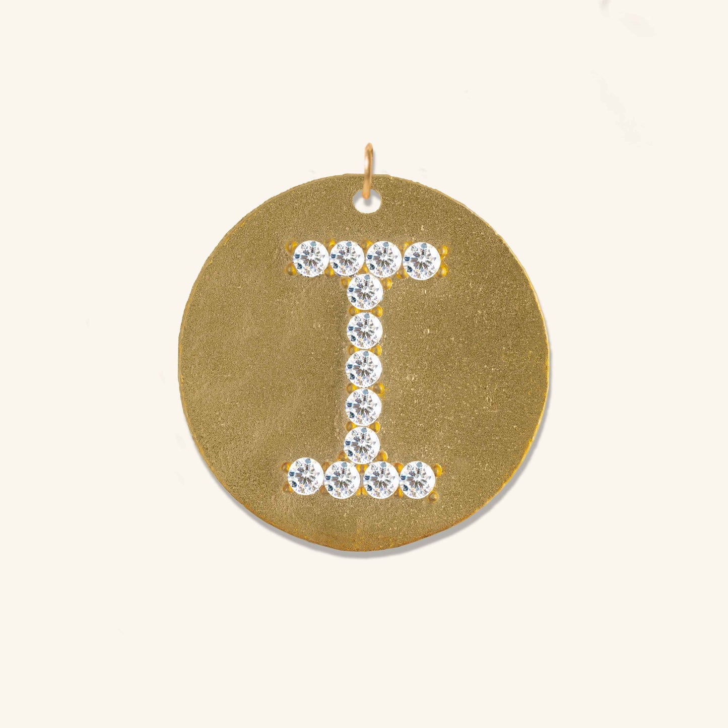 Gold Coin Initial Pendant - I