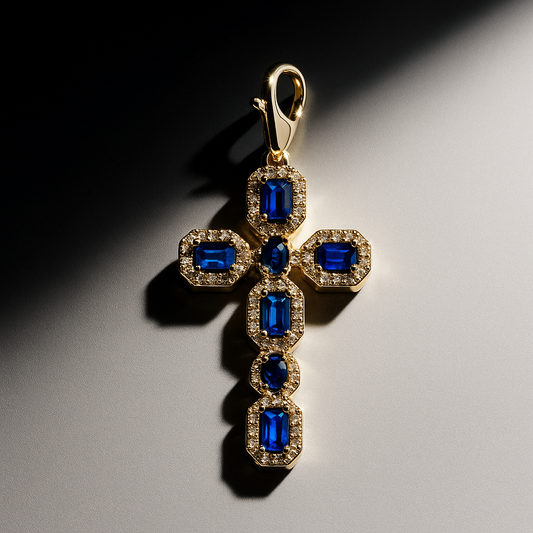 Micro Páve navy cross pendant