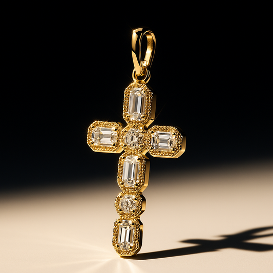 Micro Páve white stone cross pendant