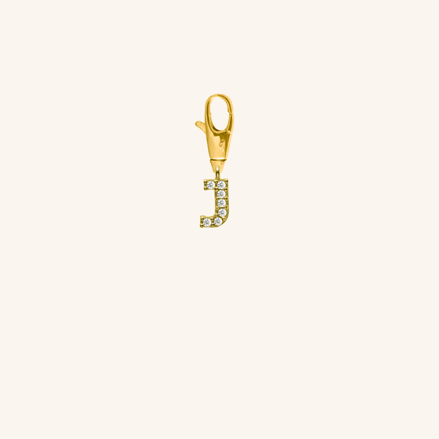 White Diamond Initial Charm - J