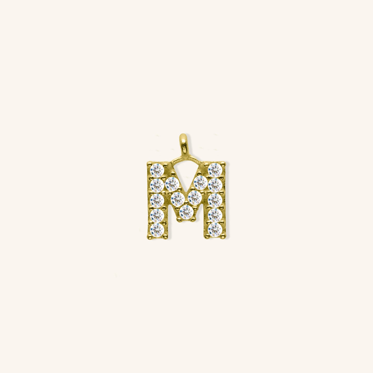 White Diamond Initial Charm - M