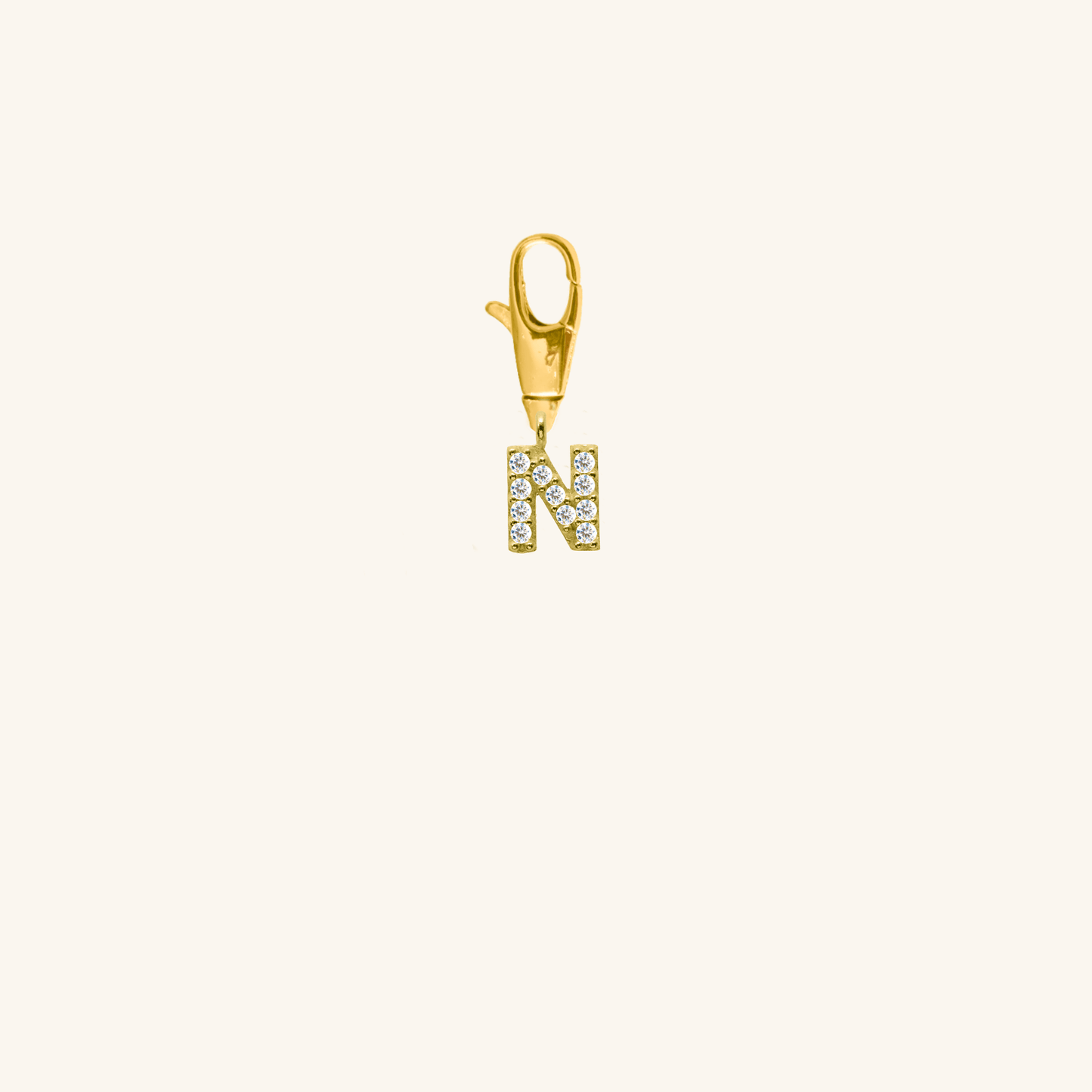 White Diamond Initial Charm - N