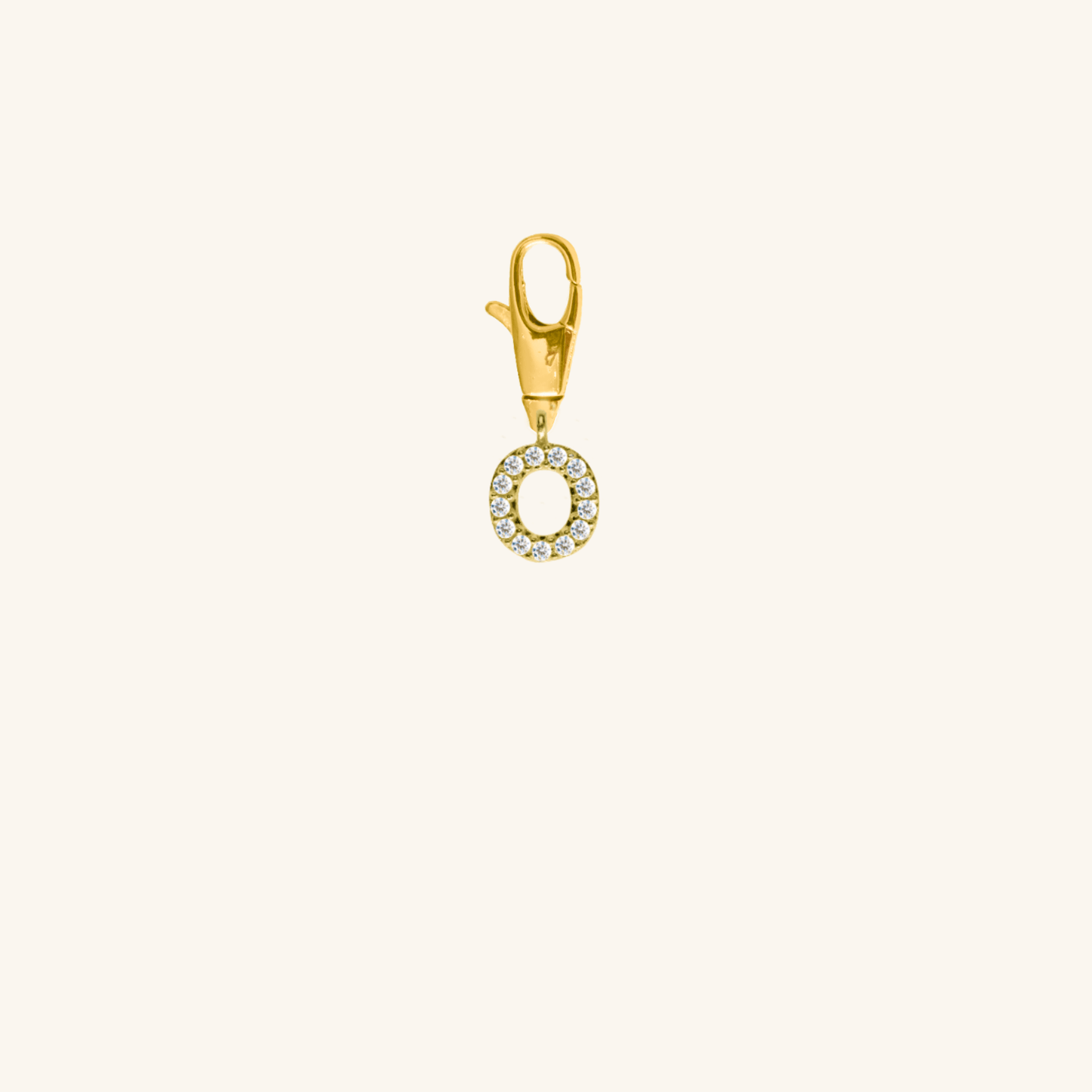 White Diamond Initial Charm - O