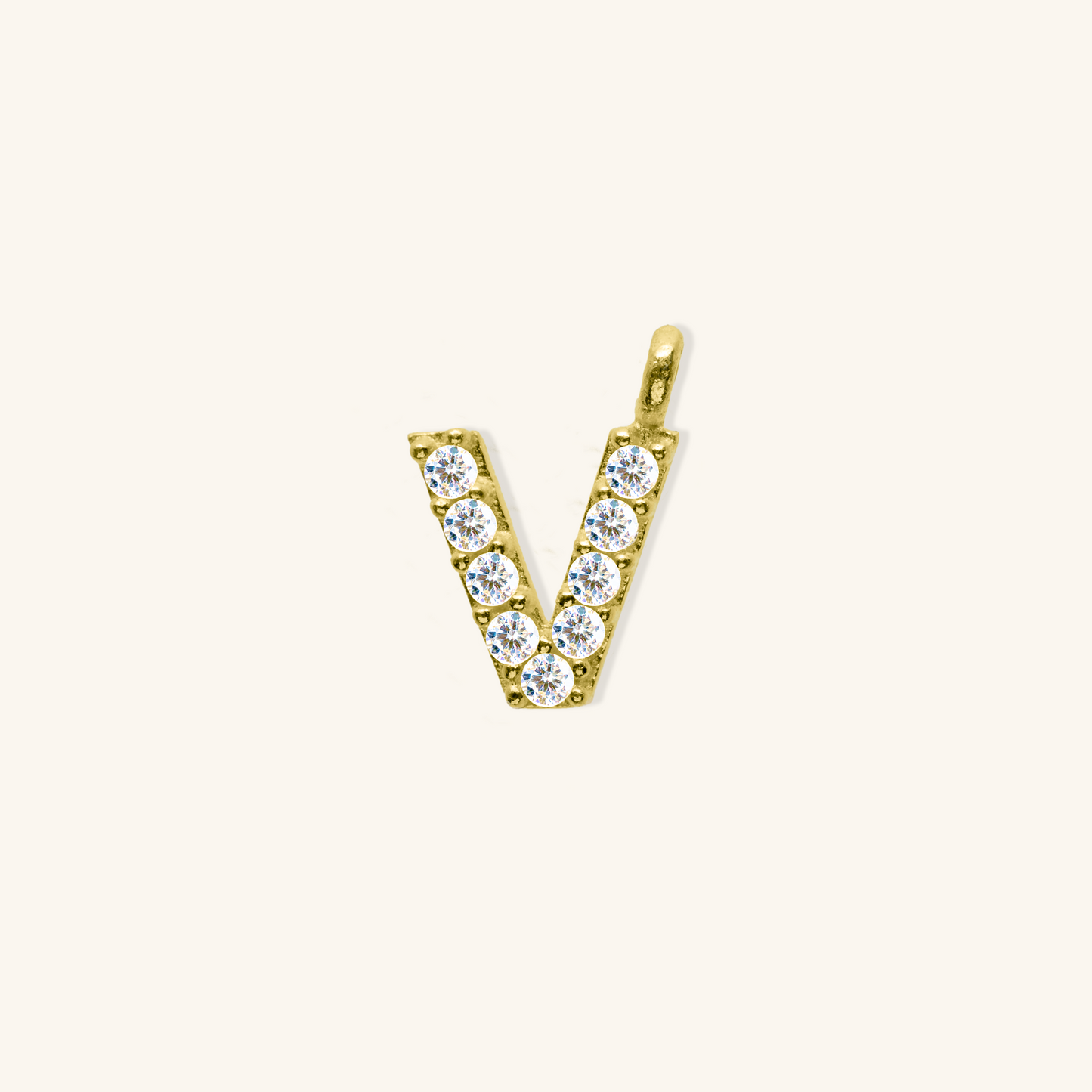 White Diamond Initial Charm - V