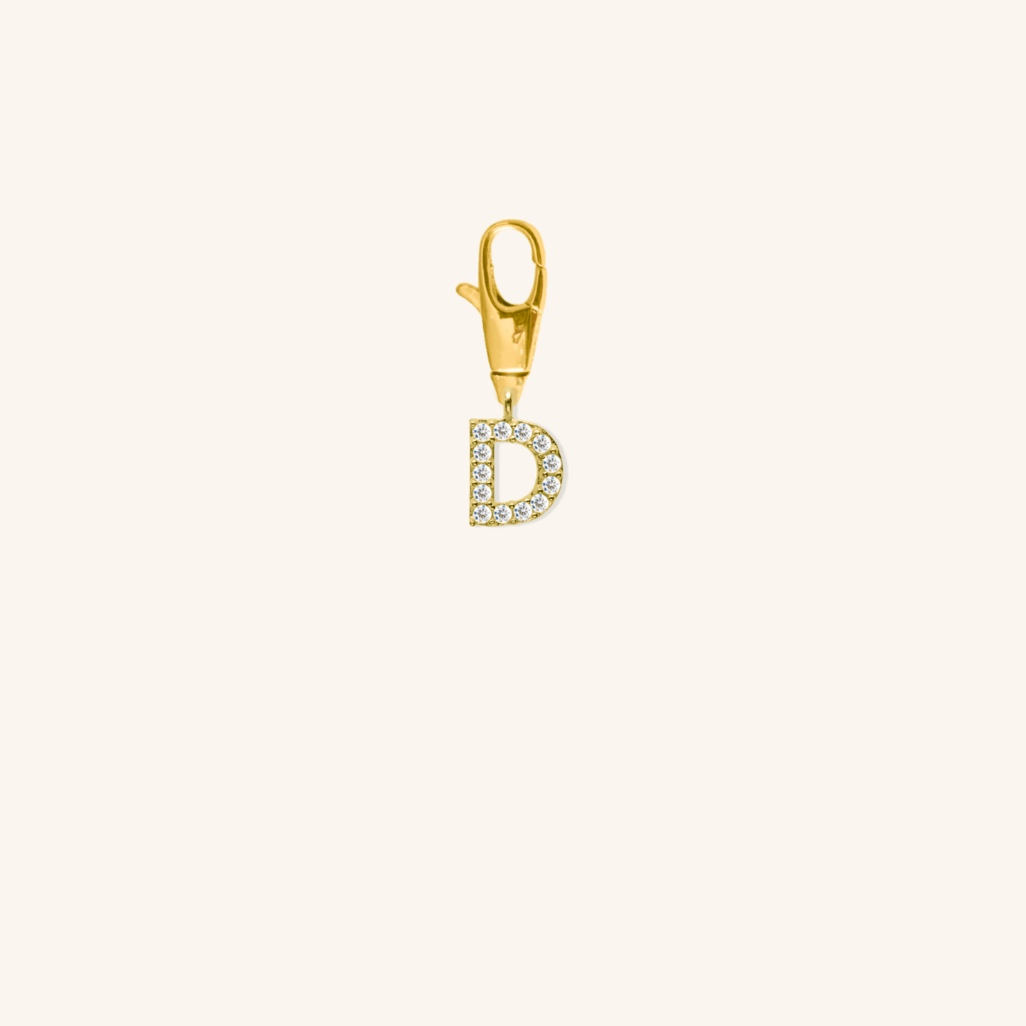 White Diamond Initial Charm - D
