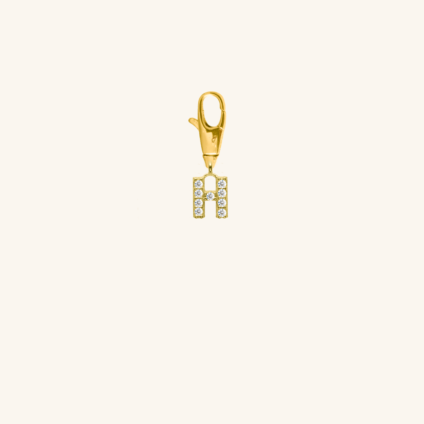 White Diamond Initial Charm - H