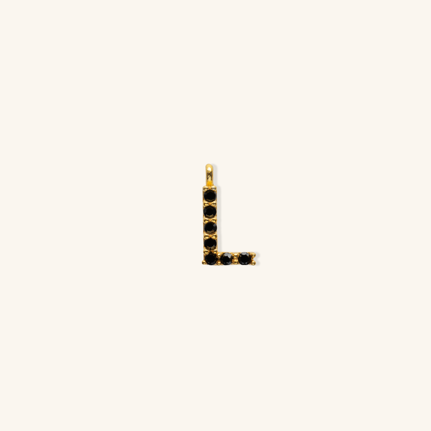 Gold Black Initial Charm - L