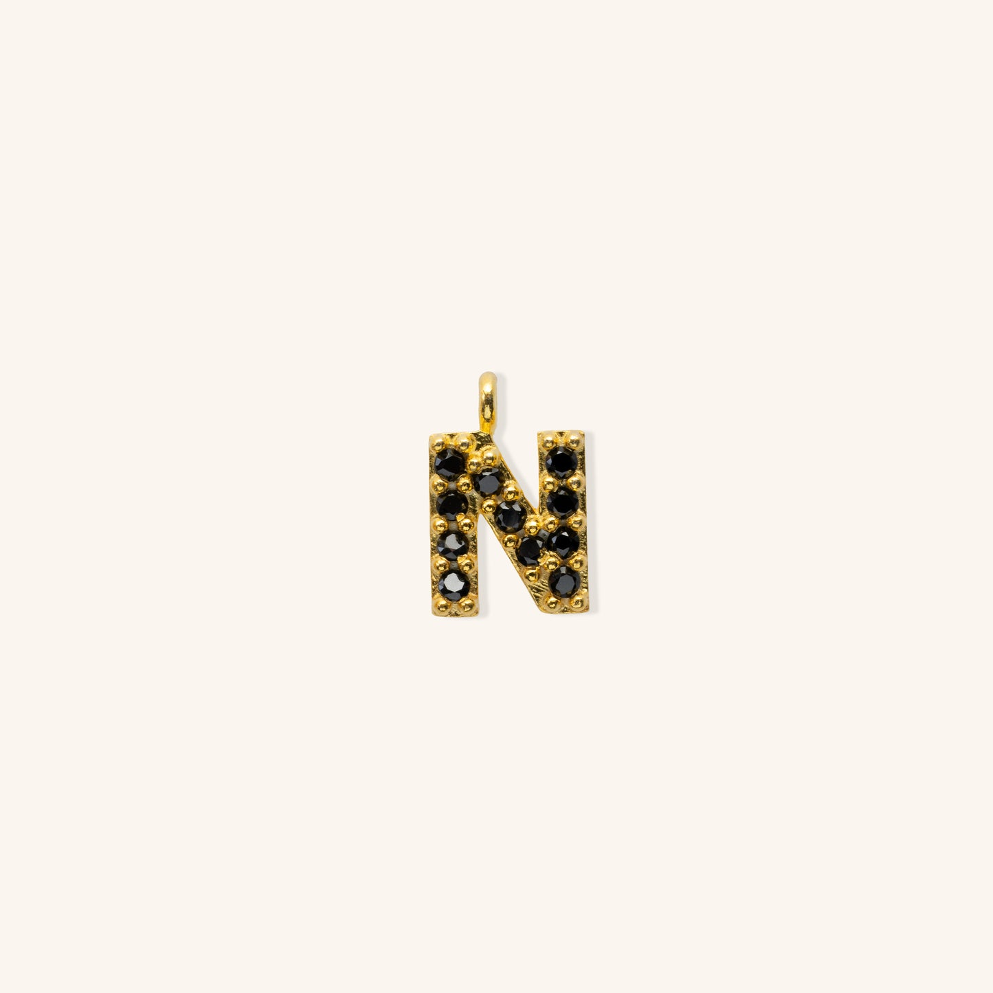 Gold Black Initial Charm - N