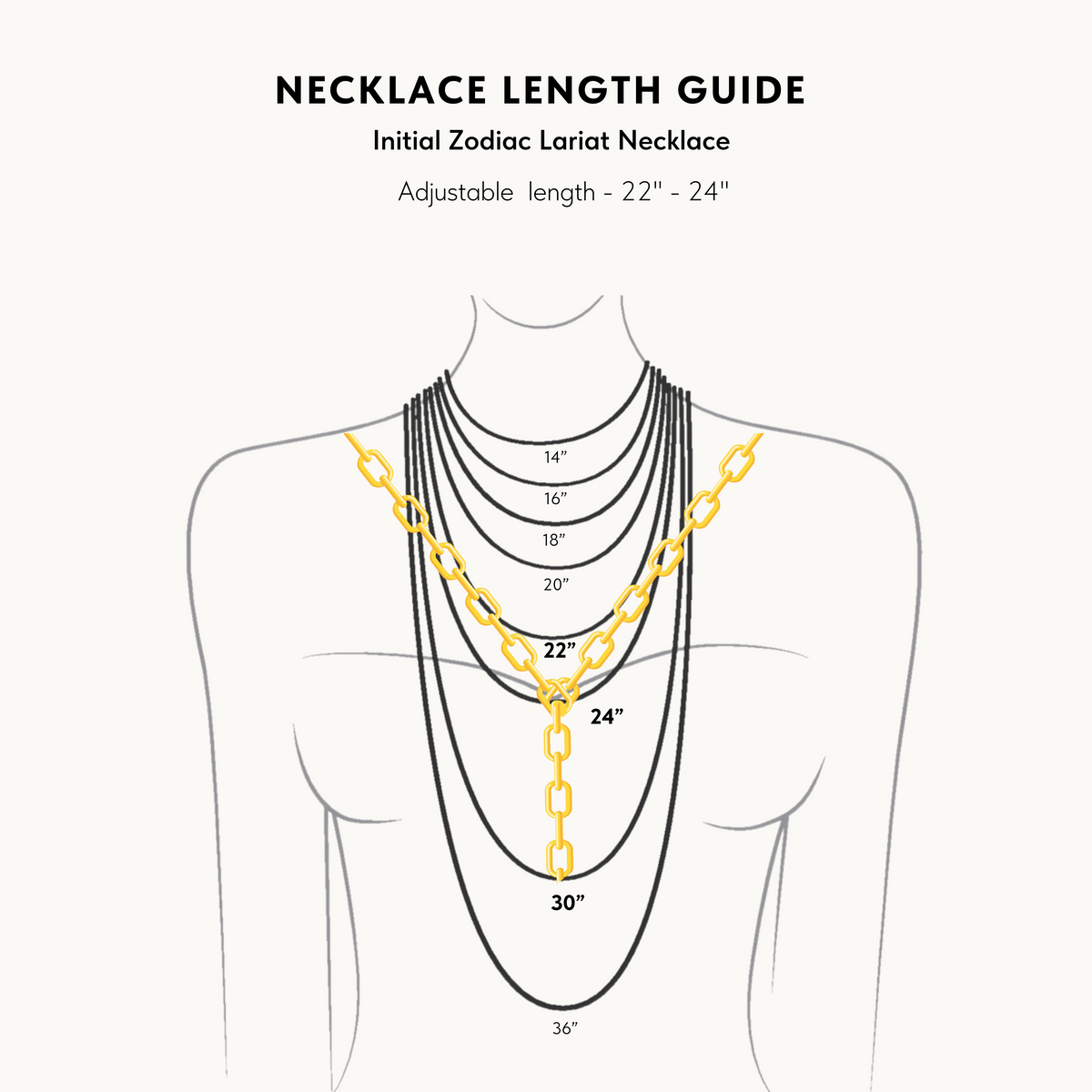 Initial Zodiac Lariat Necklace
