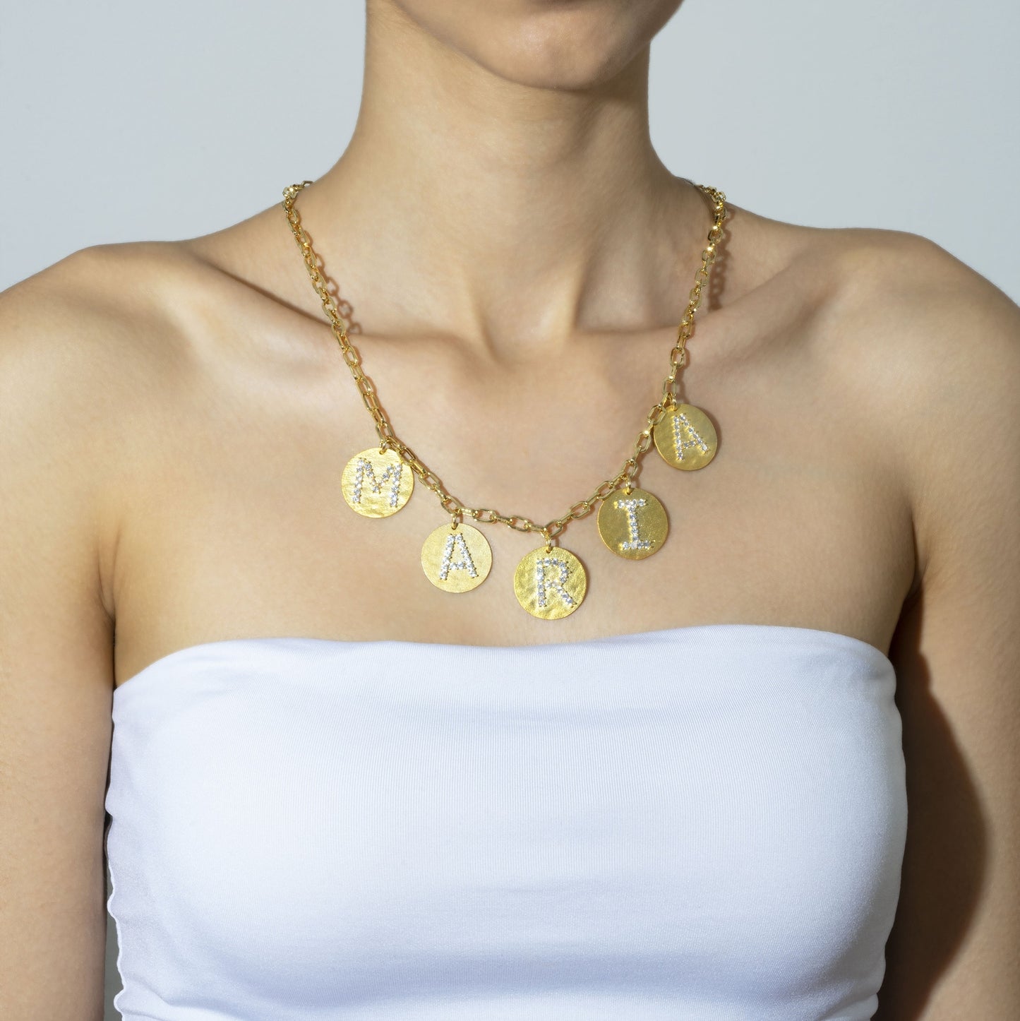 Gold Coin Initial Pendant - R