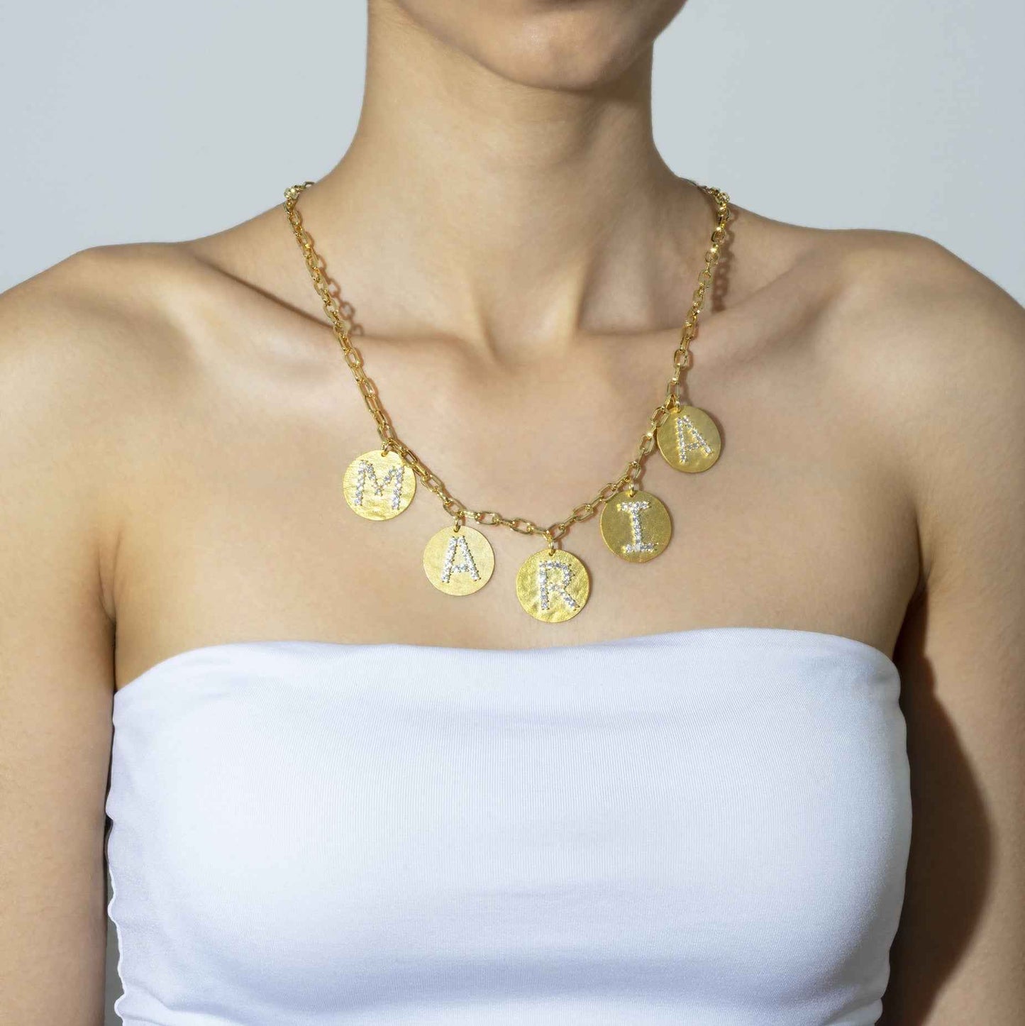 Gold Coin Initial Pendant - R