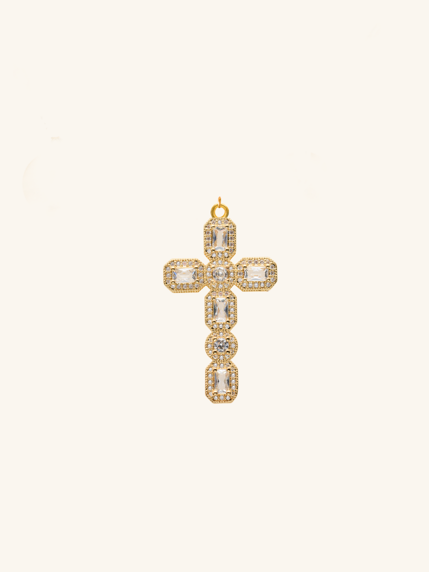 Micro Páve white stone cross pendant