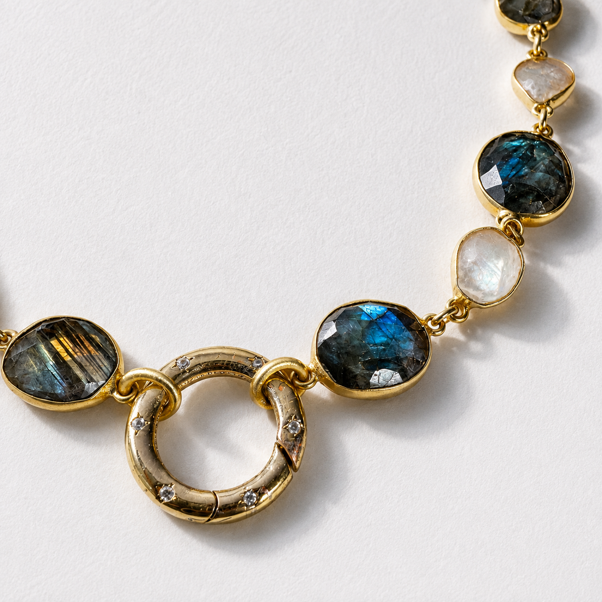Labradorite Pearl Choker Necklace