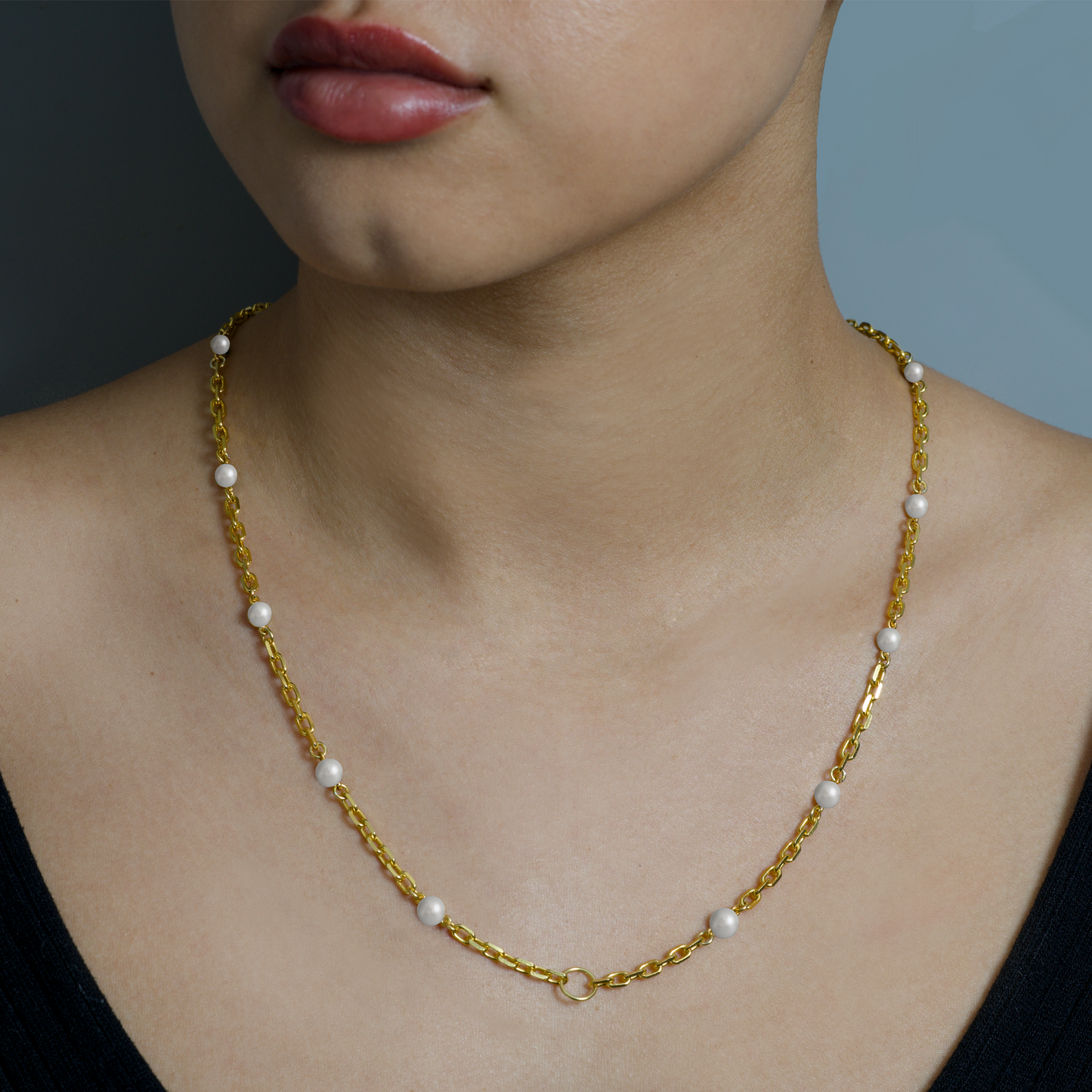 Custom Freshwater Pearl Charm Necklace. Adjustable Length : 20" - 23"