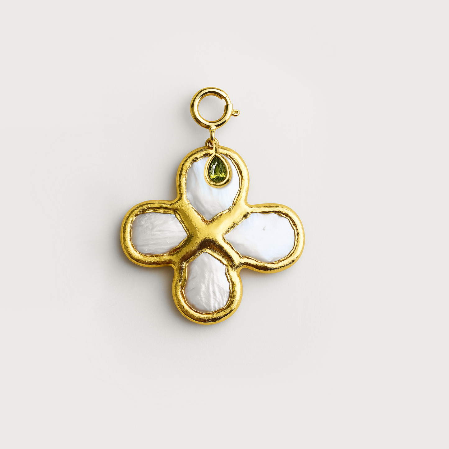 Molten Gold Clover pendant with birthstone