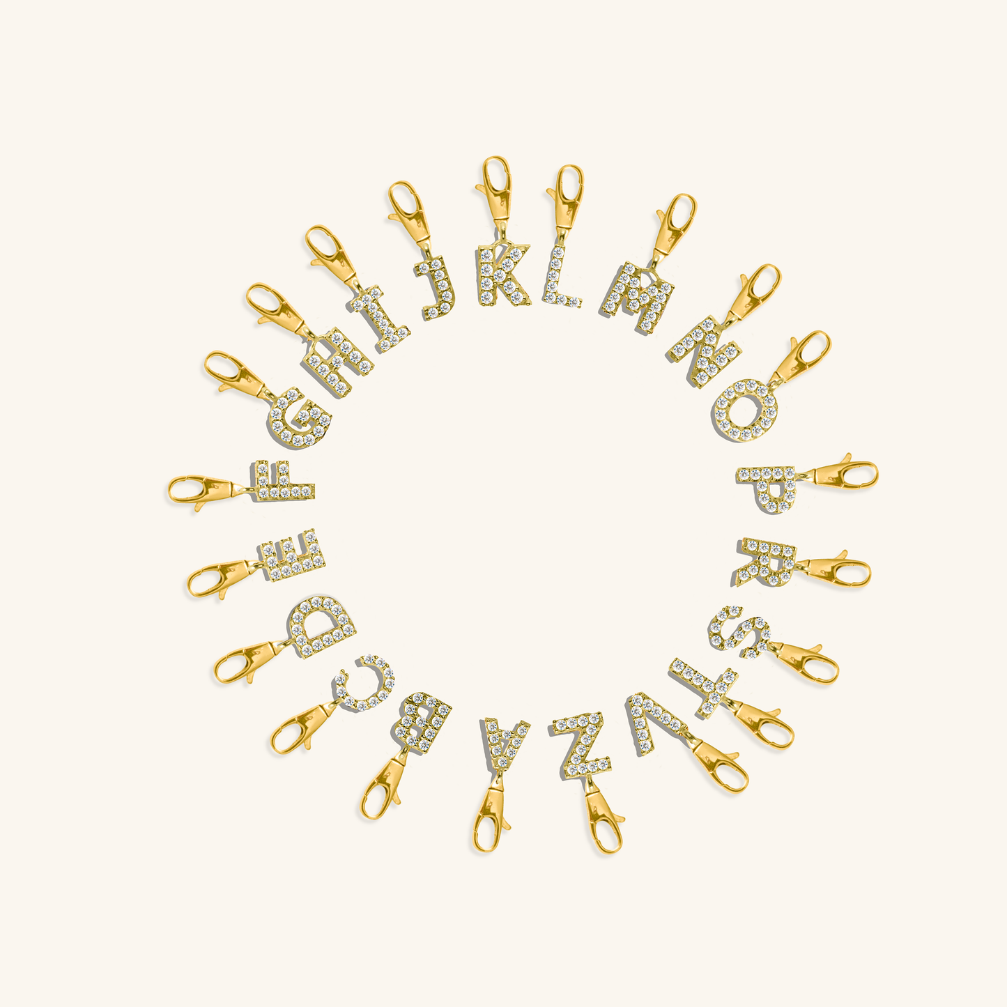 White Diamond Initial Charm - A