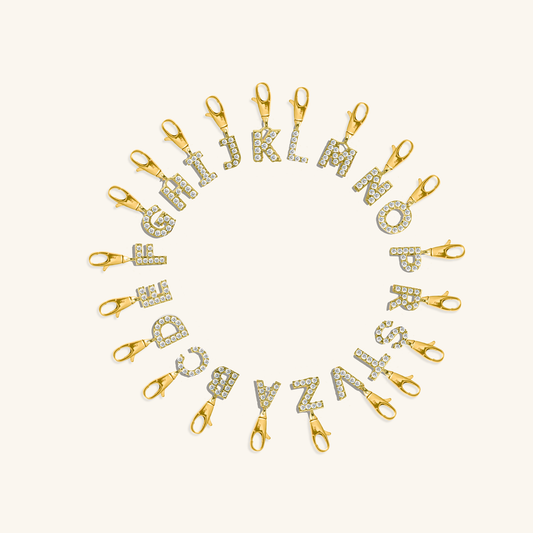 White Diamond Initial Charm - A