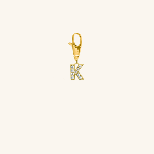 White Diamond Initial Charm - K