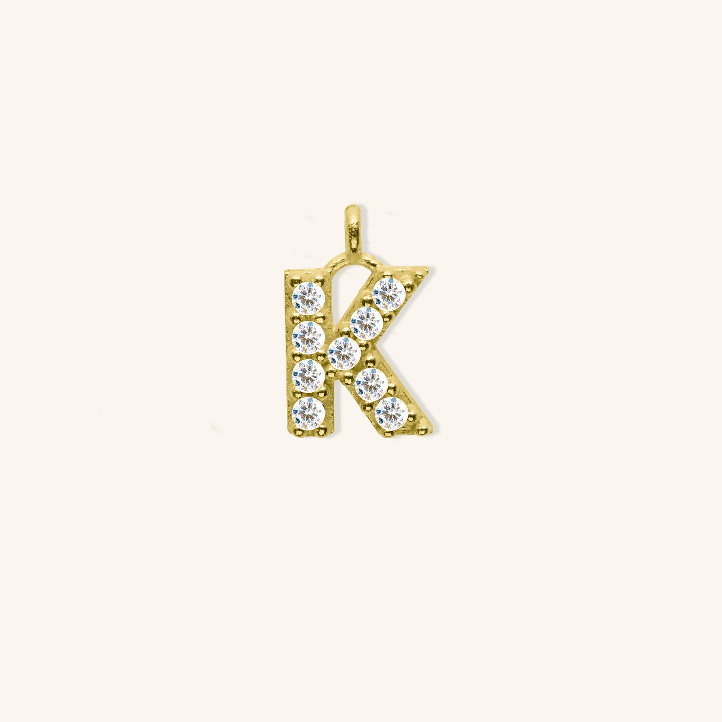 White Diamond Initial Charm - K