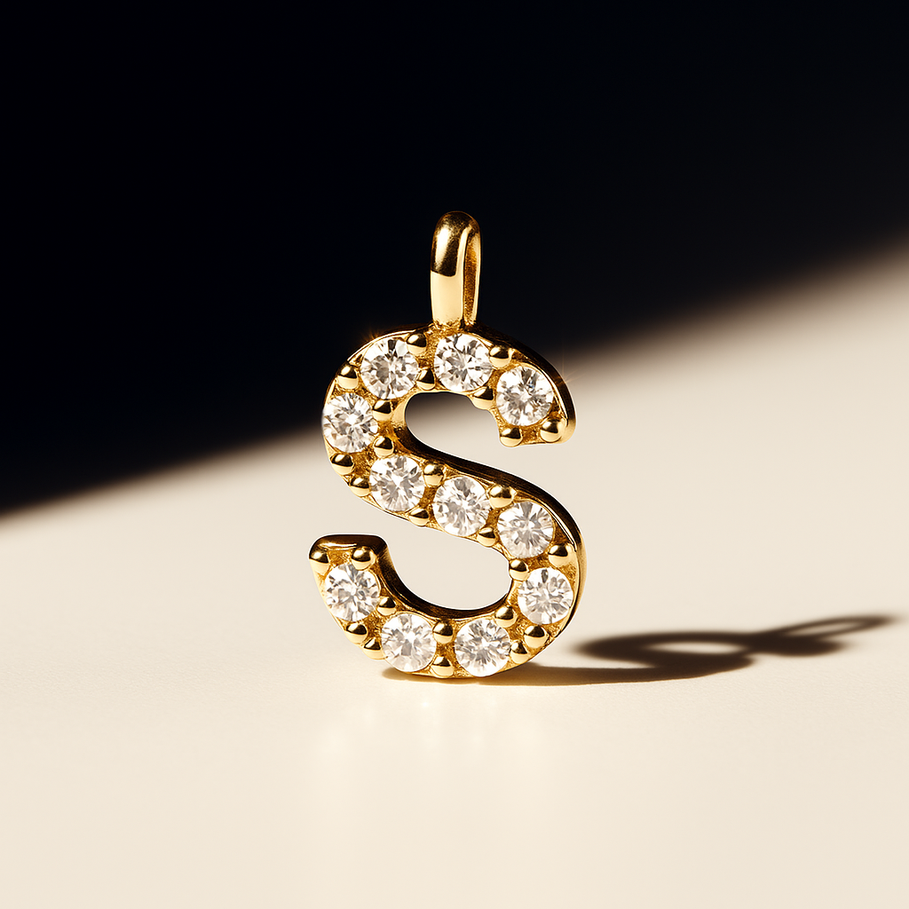 Diamond Gold Initial Charm
