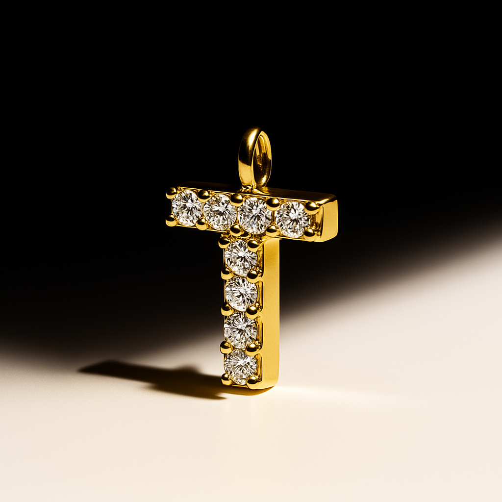 Diamond Gold Initial Charm