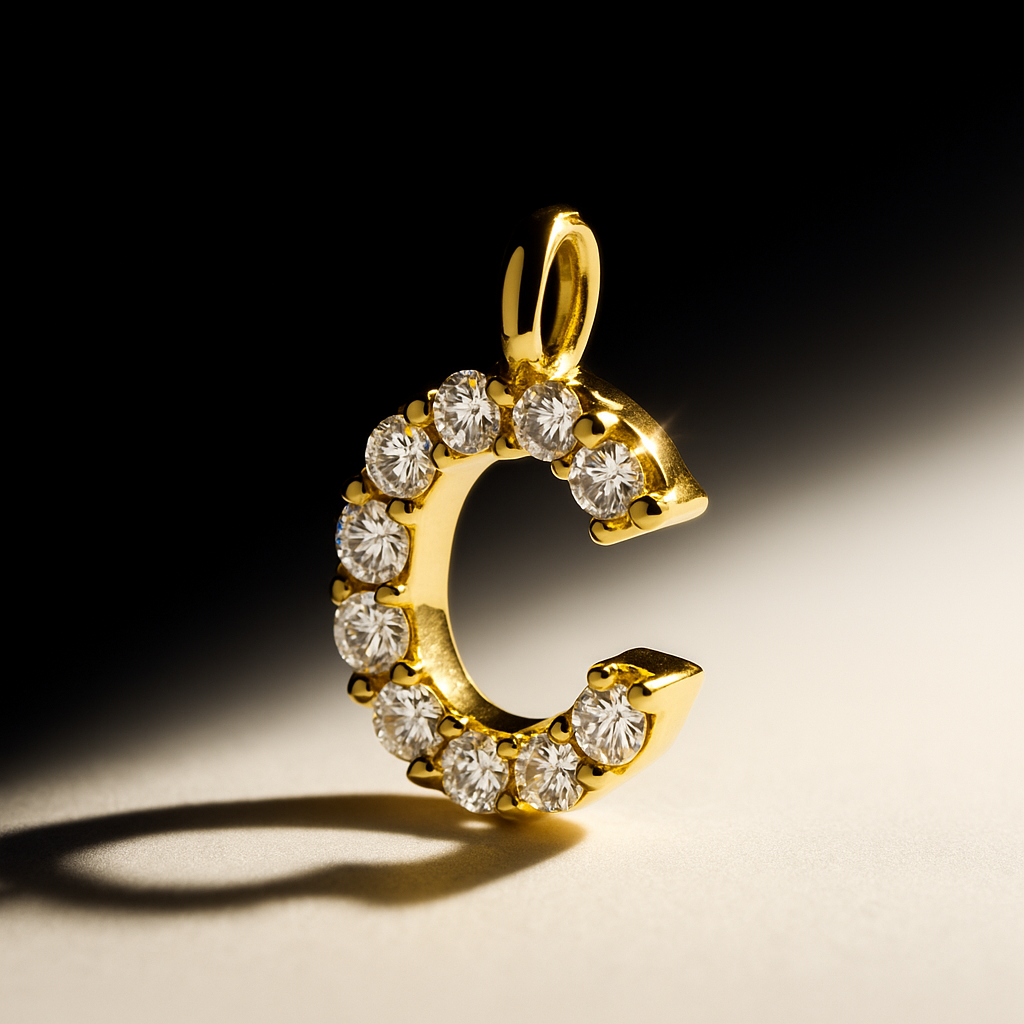 Diamond Gold Initial Charm