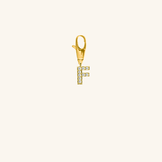 White Diamond Initial Charm - F