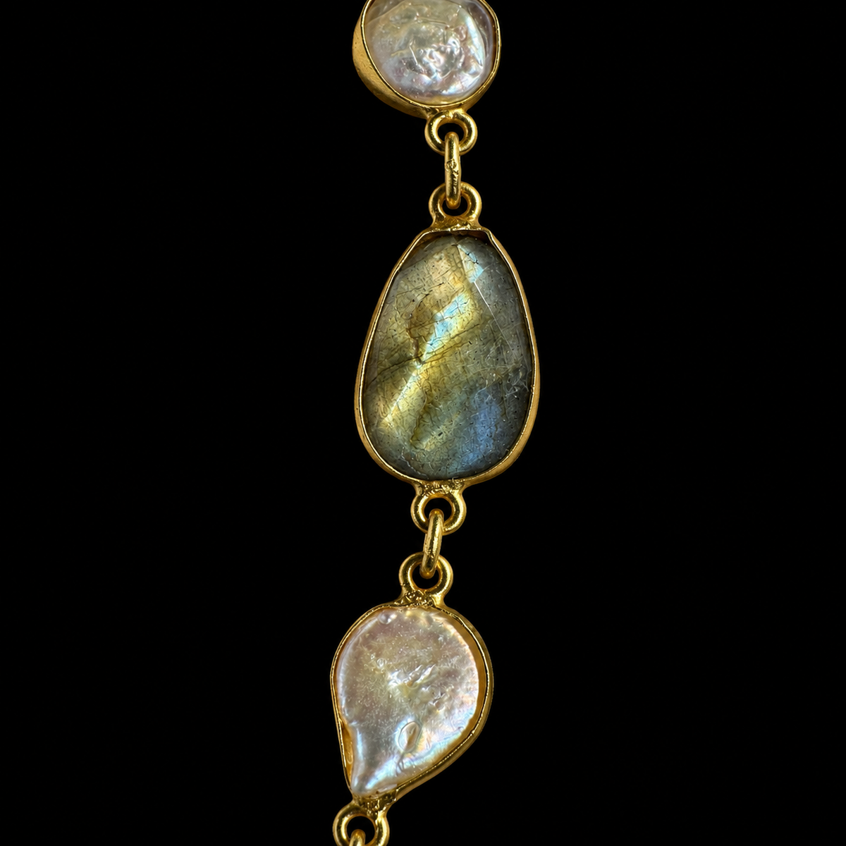 Labradorite Pearl Choker Necklace