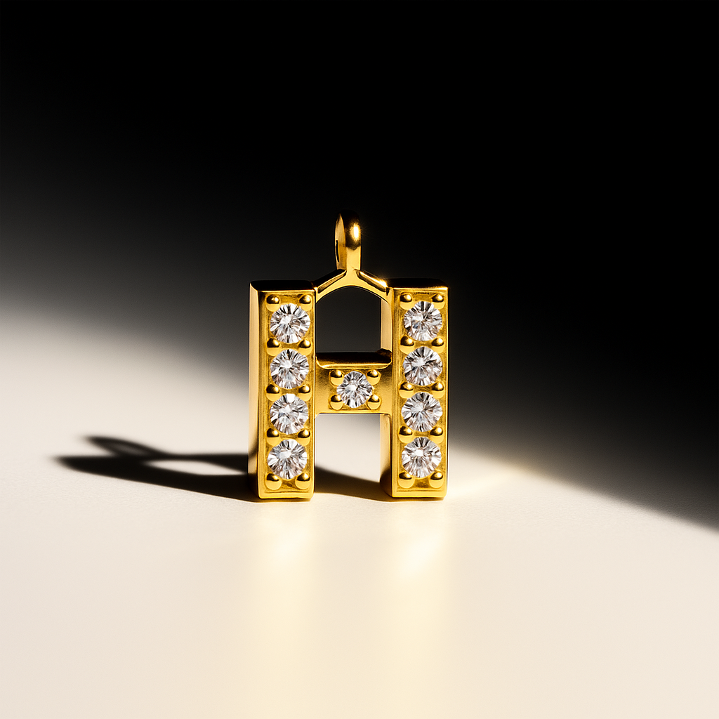 Diamond Gold Initial Charm