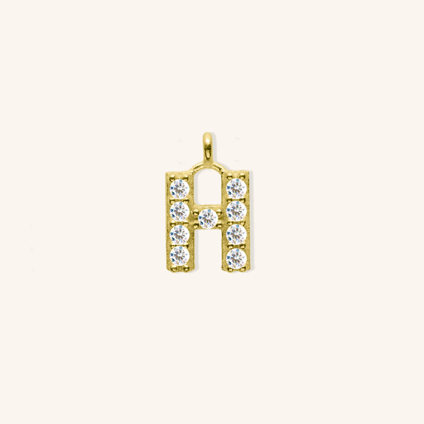 White Diamond Initial Charm - H