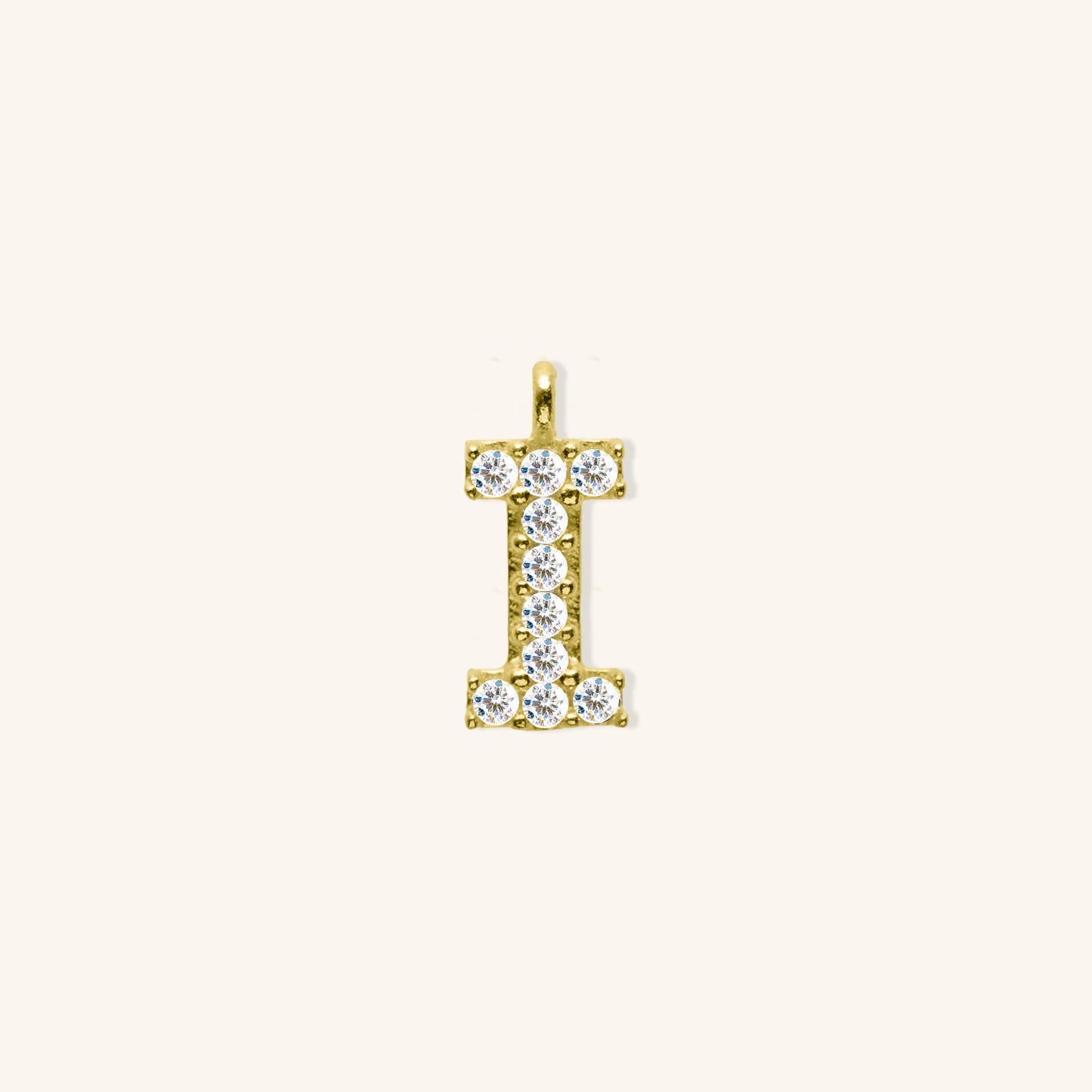 White Diamond Initial Charm - I