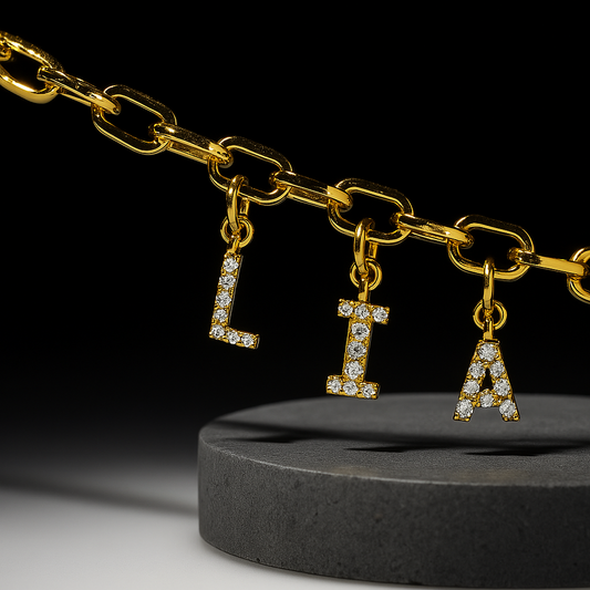 Diamond Gold Initial Charm