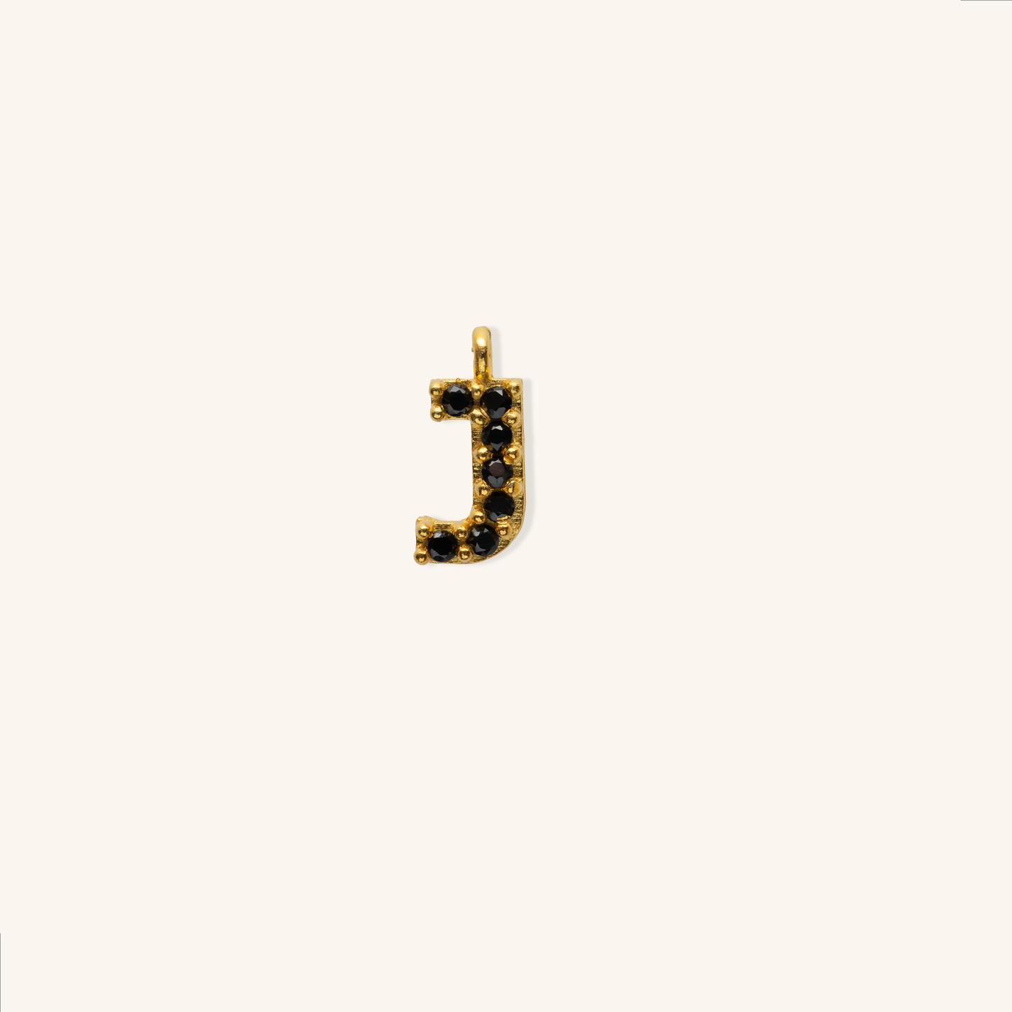 Gold Black Initial Charm - J