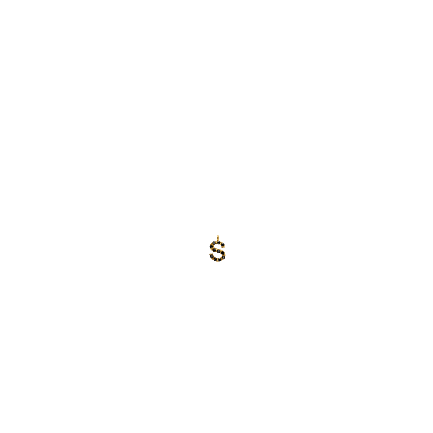 Gold Black Initial Charm - S