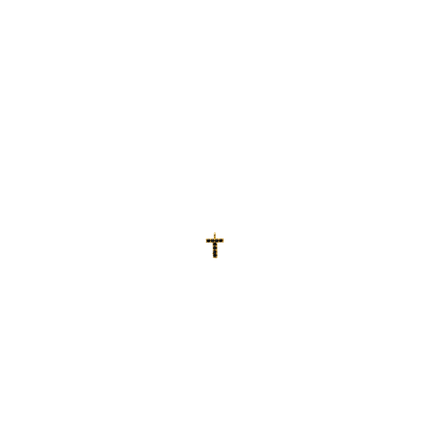 Gold Black Initial Charm - T