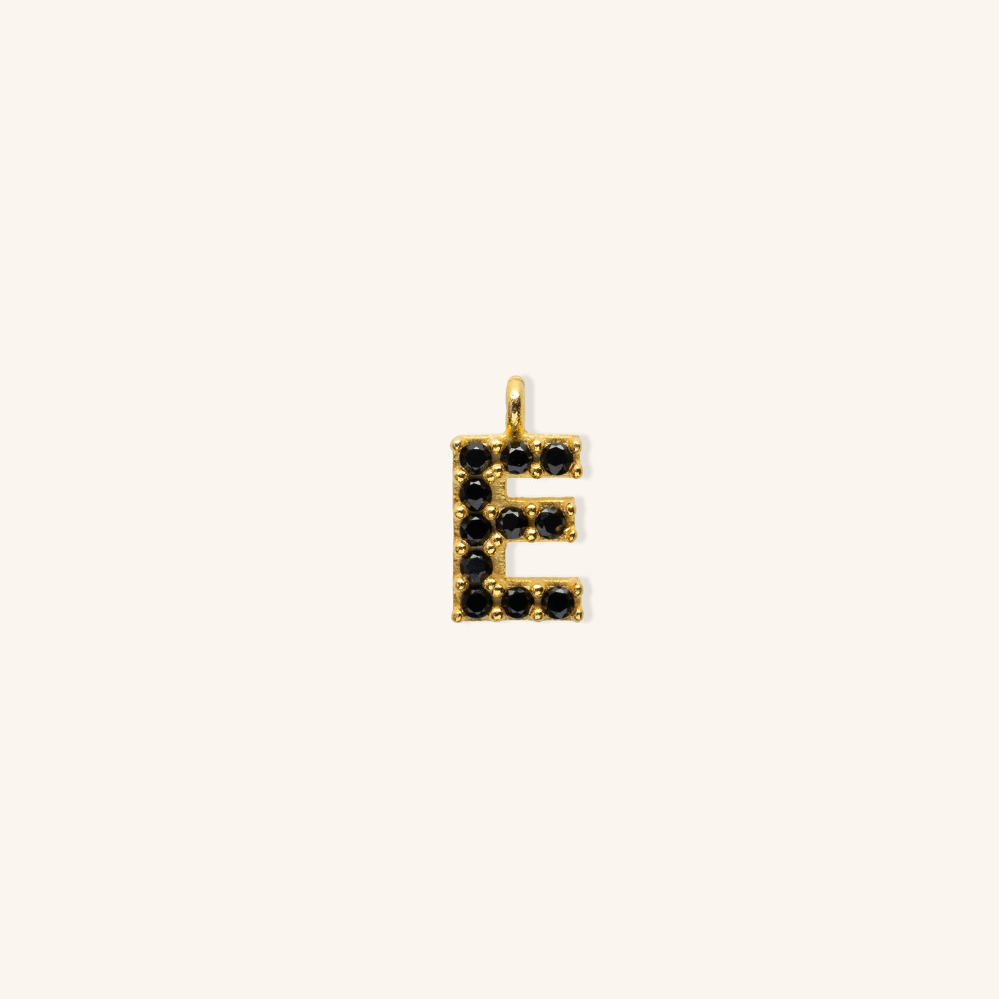 Gold Black Initial Charm  - E