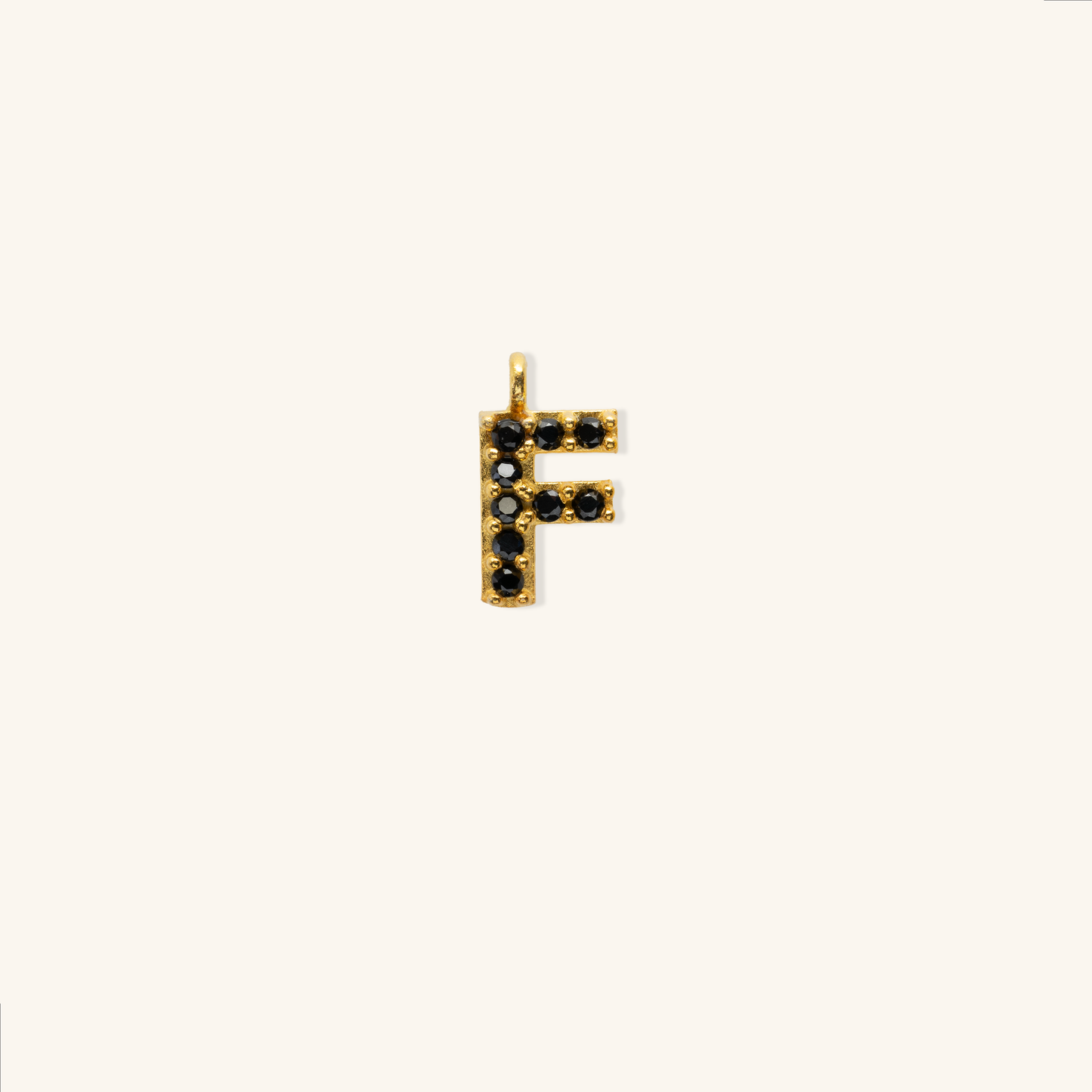 Gold Black Initial Charm - F