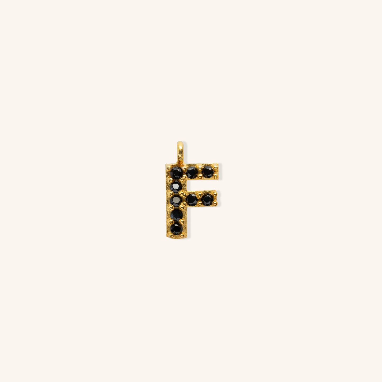 Gold Black Initial Charm - F